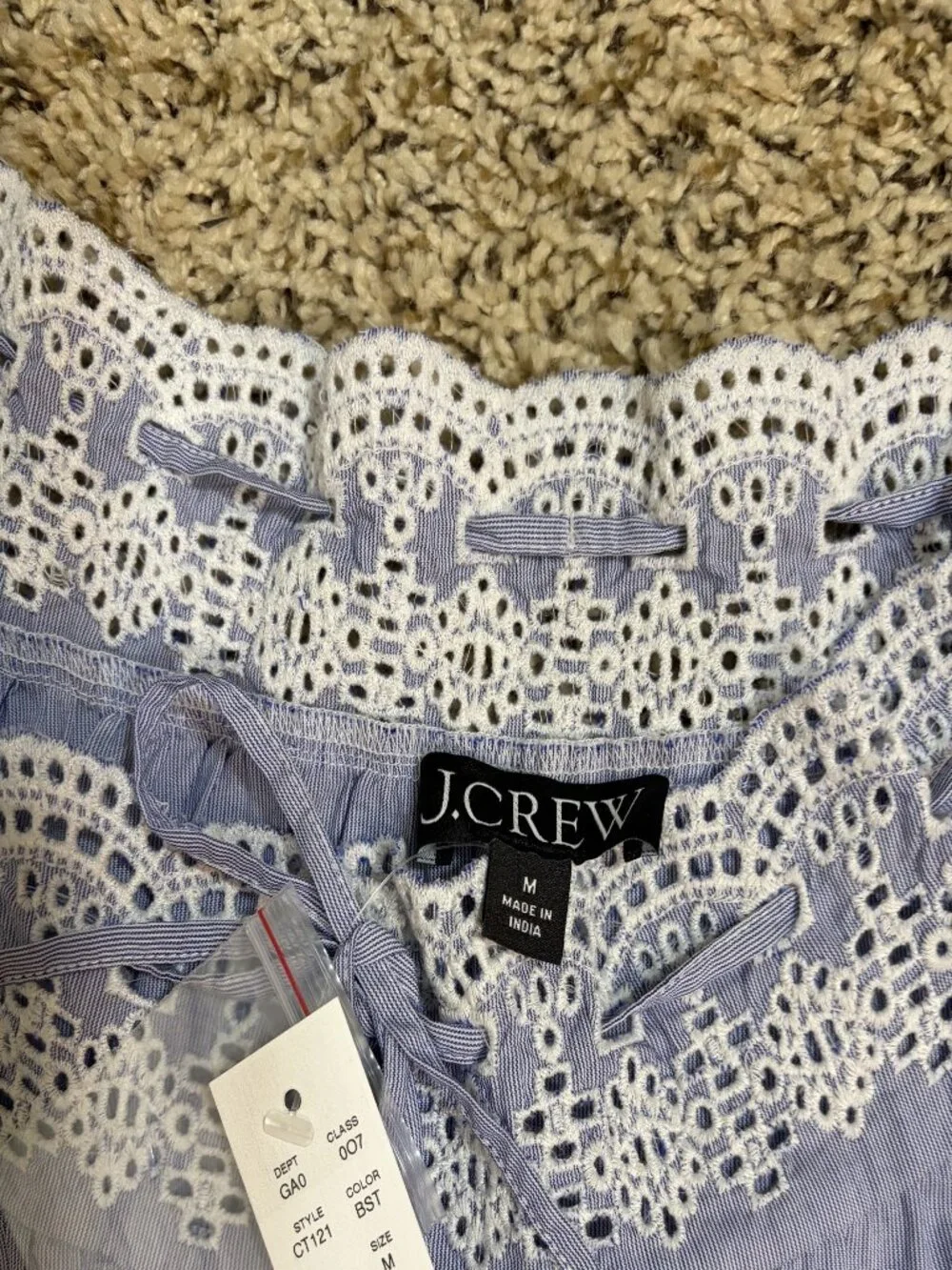 J CREW S Embroidered ruffle-trim cropped tank top Size M